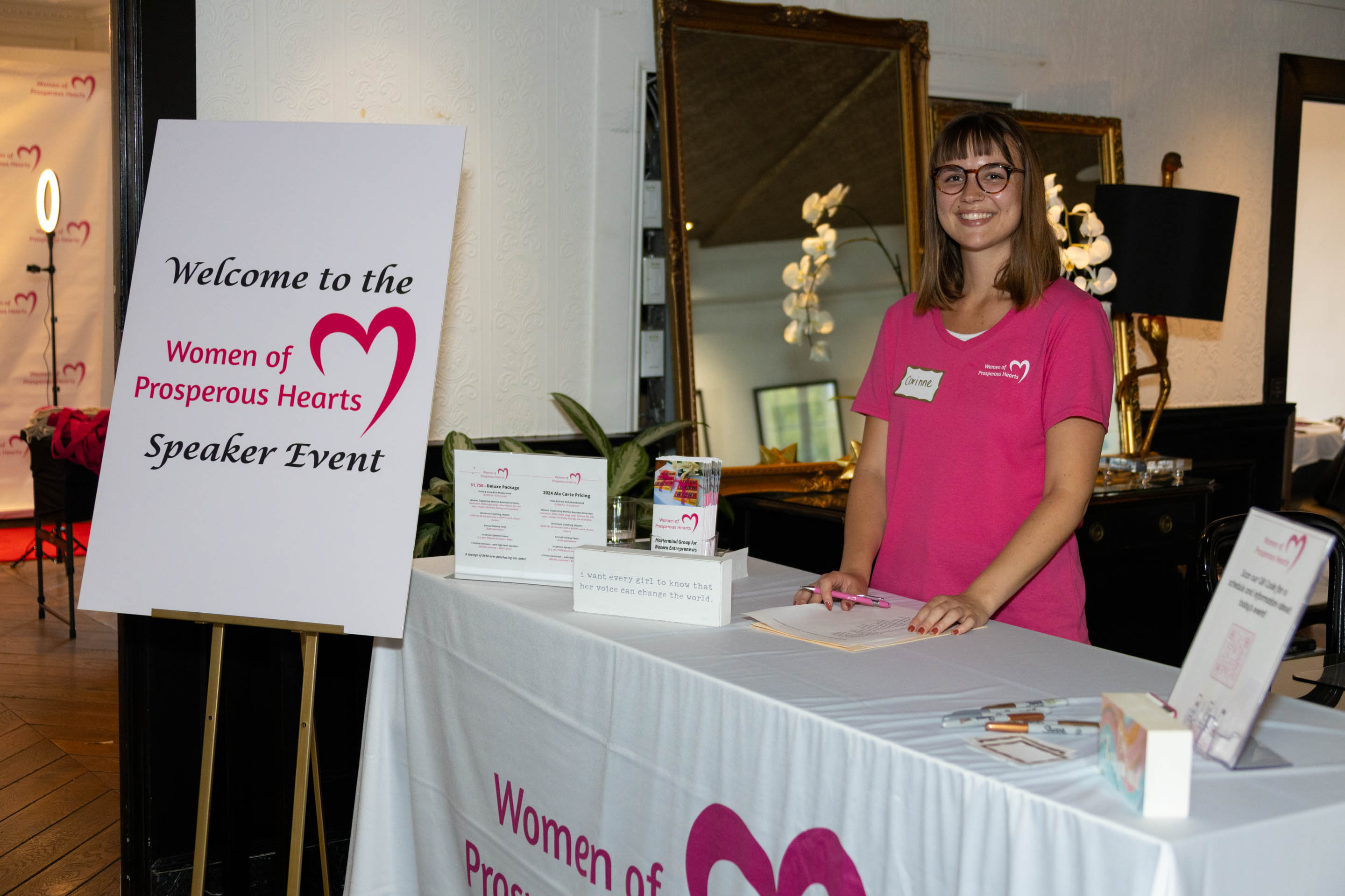 Women of Prosperous Hearts welcome display
